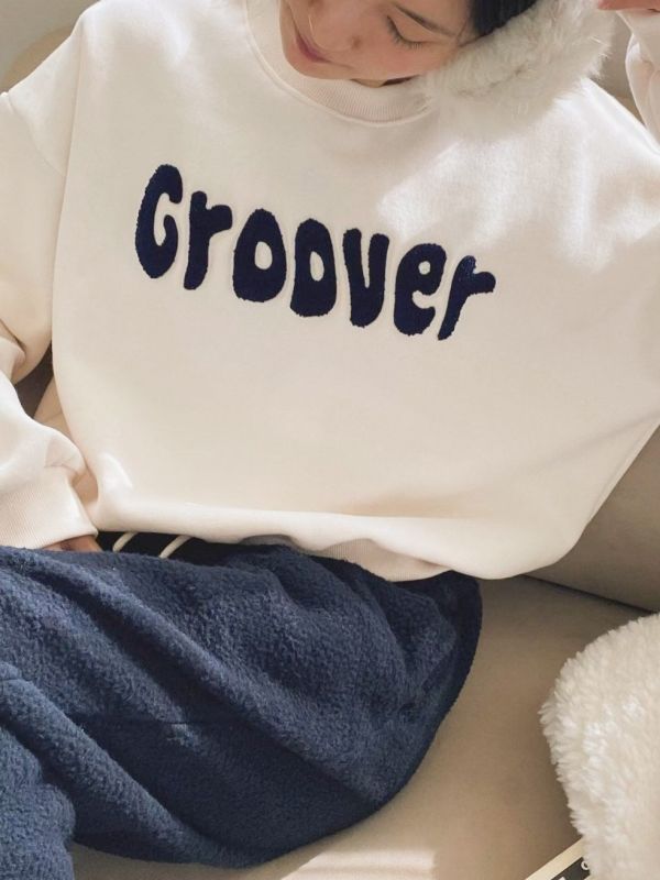 WQA02 配色羊羔毛字母刷毛T 