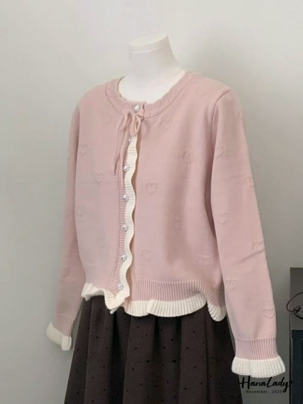 WJA17 減齡必買簍空愛心針織外 