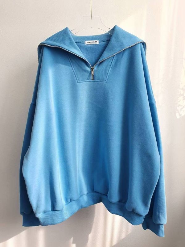 WQA67 簡約拉鍊內刷毛長版T 