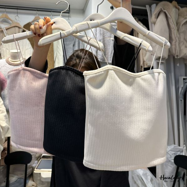 FQA85 絨布坑條細肩平口bratop 