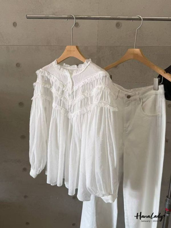 LEA62 層次領點點裙擺上衣 