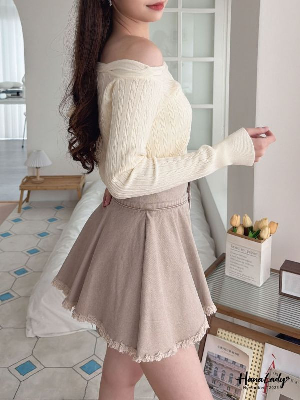 WJA02 氣質麻花領針織上衣 