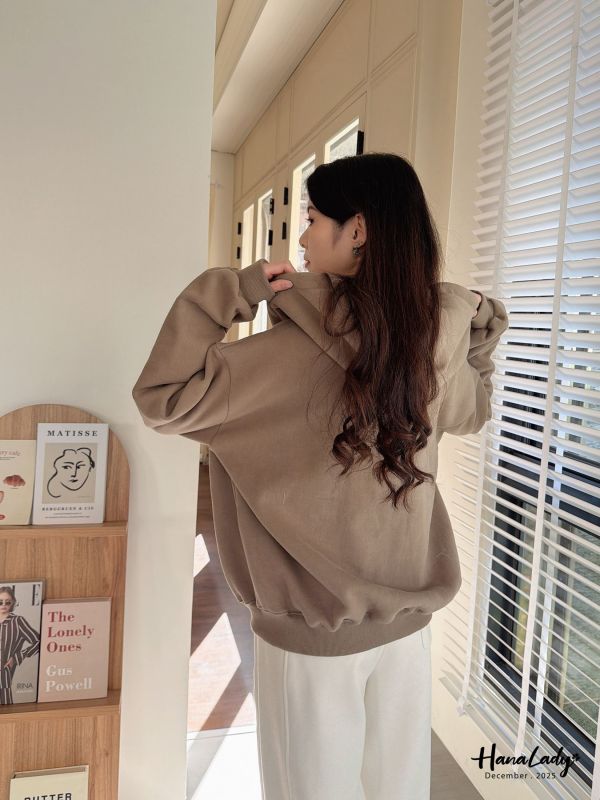 WQA03 微笑刺繡內刷毛連帽拉鍊外 