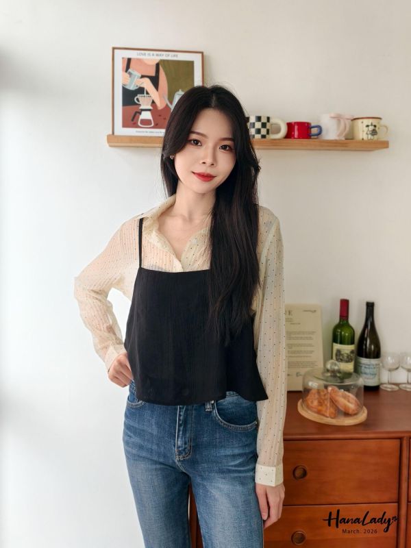 LSA49 兩件式壓紋點點上衣 