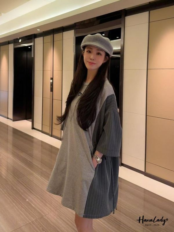 LFA64 側綁結拼接直條寬版T 