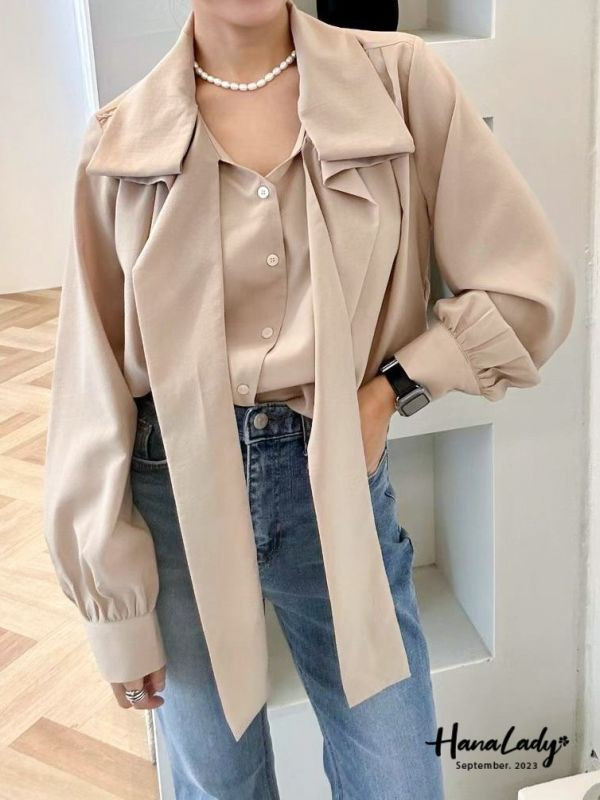 SKA88 大翻領結長袖上衣 