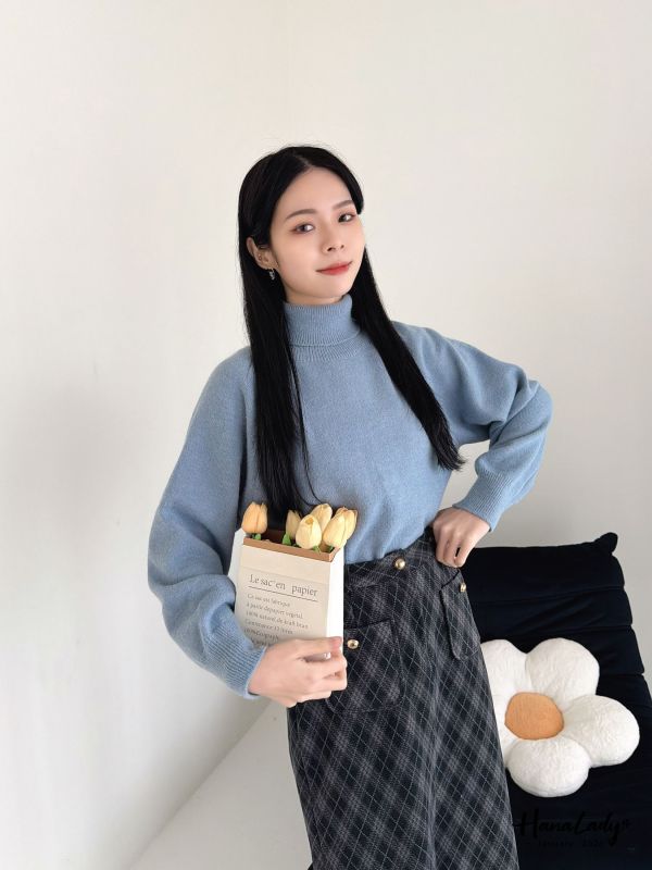 LEA92 簡簡單單百搭高領針織上衣 