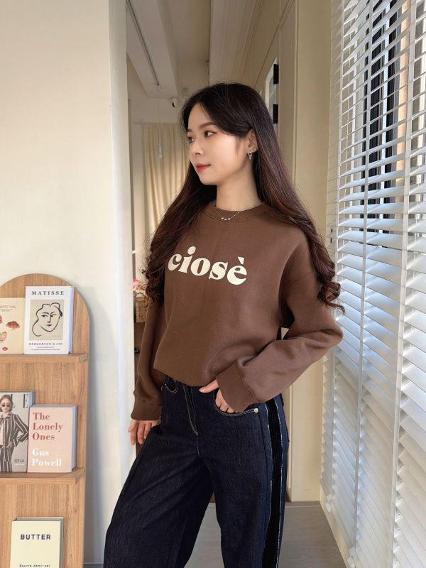 WQA75 麂皮字母內刷毛T恤 