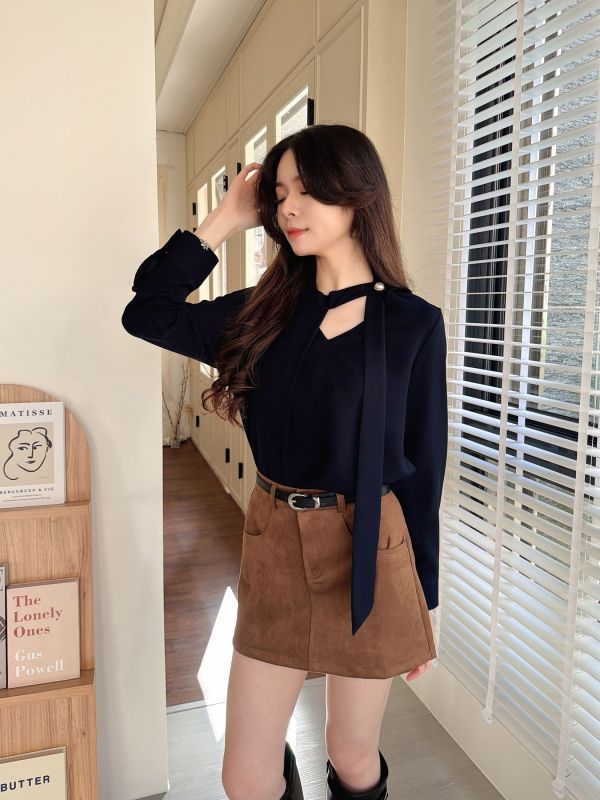 WQA27 好舒服附腰帶麂皮褲裙 