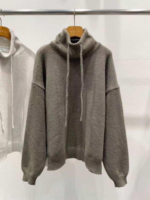 WQA76 抽繩高領混羊毛針織上衣 