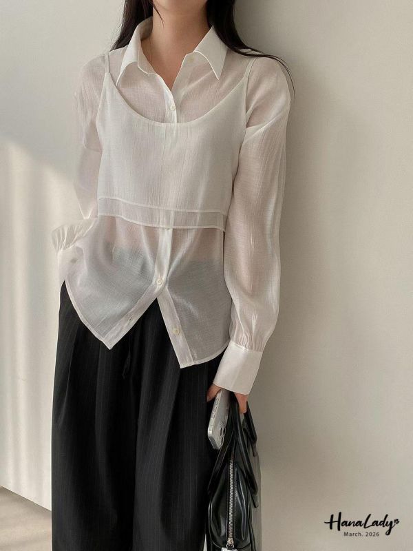 LSA32 兩件式柔美雪紡上衣 