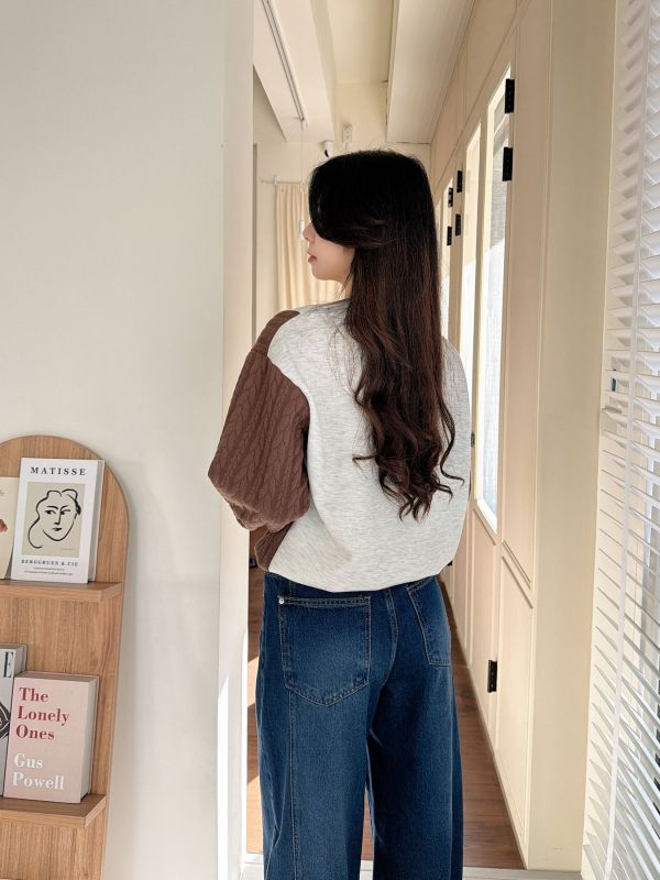 WQB10 超口愛麻花袖內刷毛T 