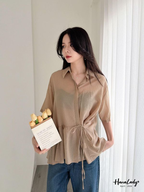 LFA51 好喜歡天絲料綁結設計上衣 