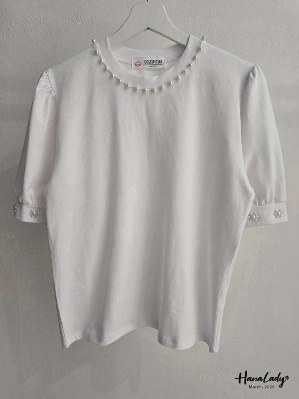 LSA30 珍珠小花袖棉T 