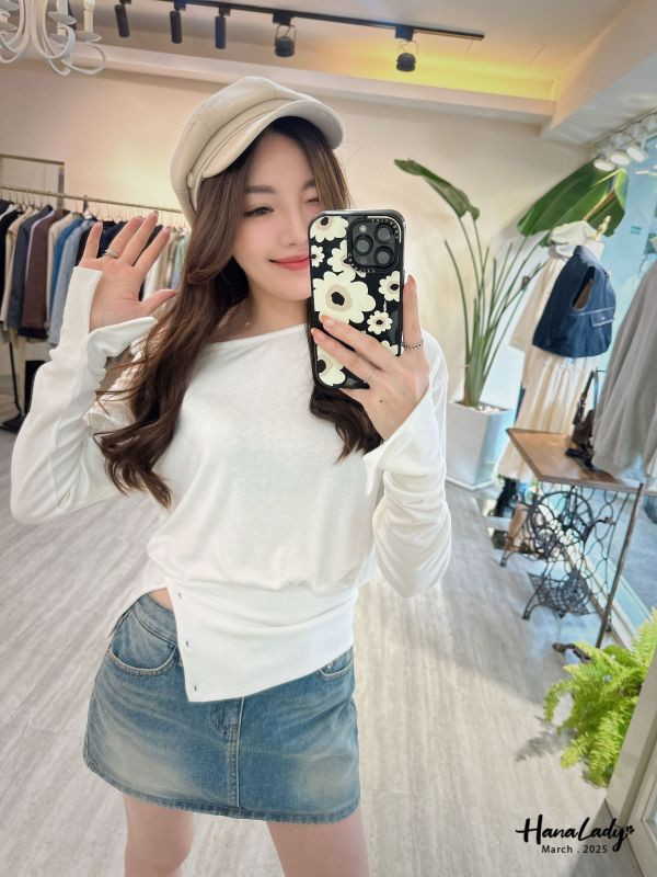 WSA42 斜領下開岔設計上衣 