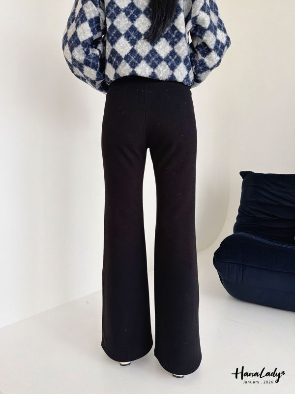 LEB10 暖呼呼微厚棉絨休閒喇叭褲 