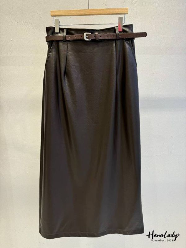 WJA14 超美簡約百搭皮長裙 
