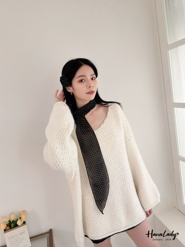 LEA48 休閒針織點點三件組 