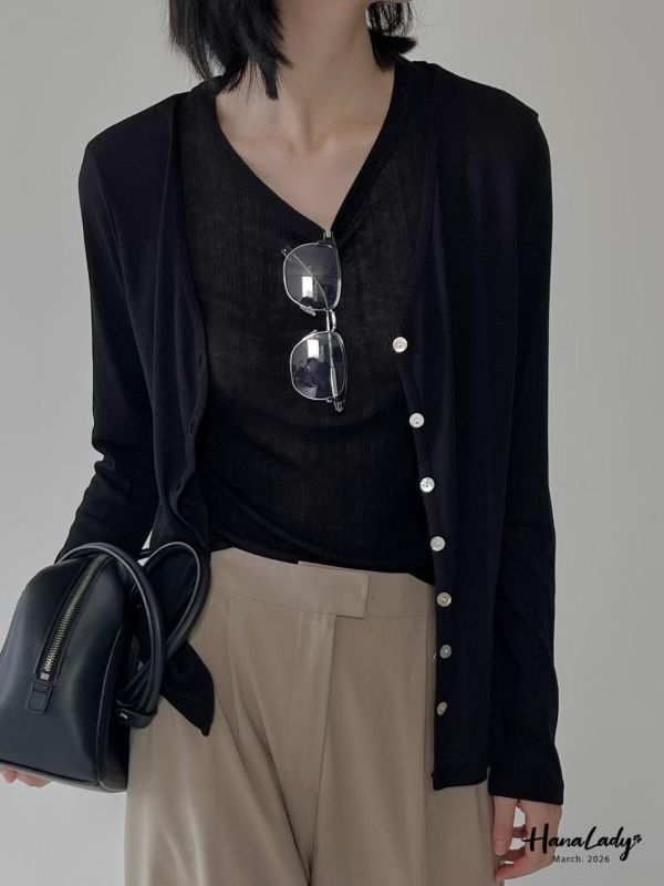 LSA35 溫柔貝殼排釦針織衫 