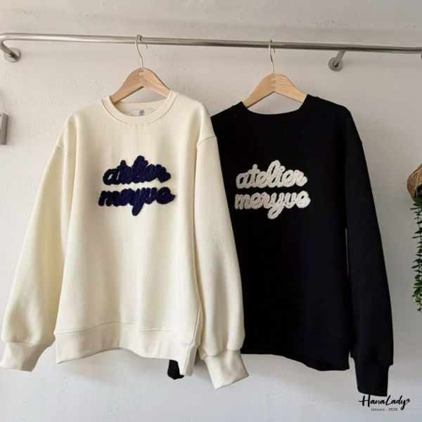 LEA83 可愛Q毛字母內刷毛T 