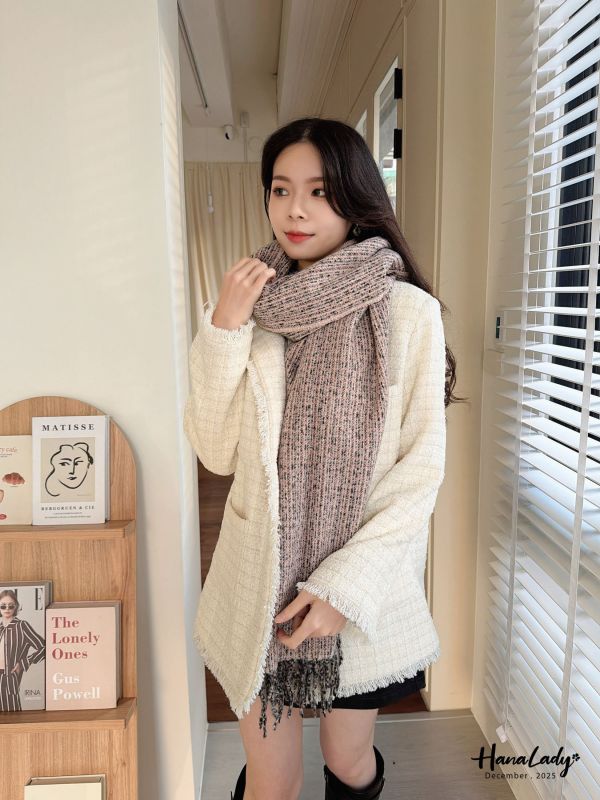 WQB38 混色勾針織暖暖圍巾 