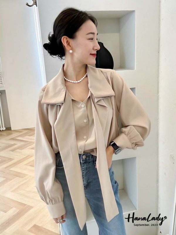 SKA88 大翻領結長袖上衣 