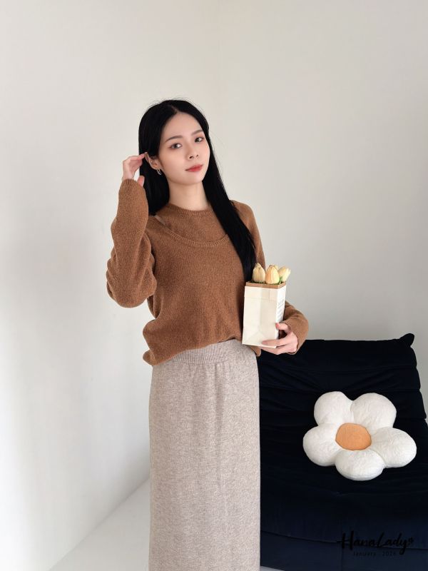 LEA94 純色兩件式針織上衣 