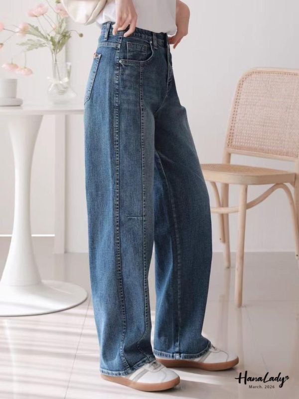 LSA55 壓線直筒休閒丹寧褲 