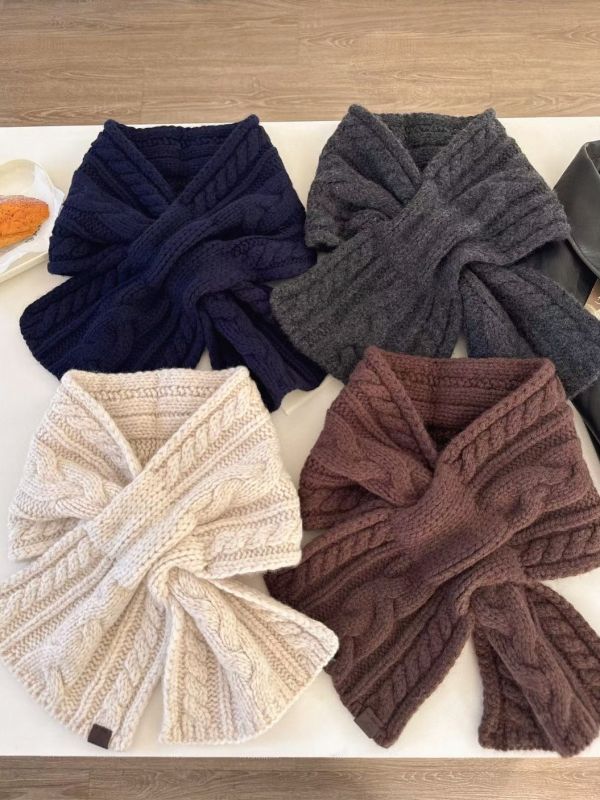 WQB39 麻花編織交叉圍巾 