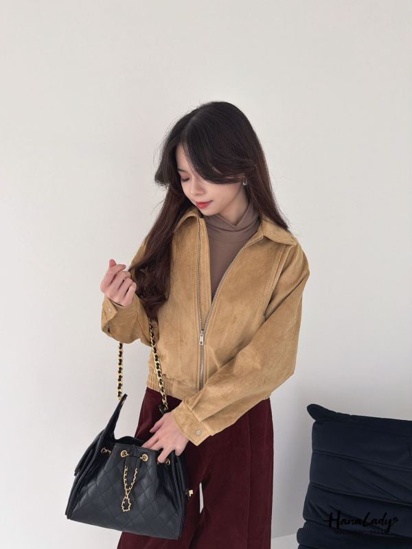 WJB19 超質感金鍊荔枝牛皮包 