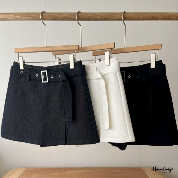 LFA46 簡約附腰帶百搭褲裙 