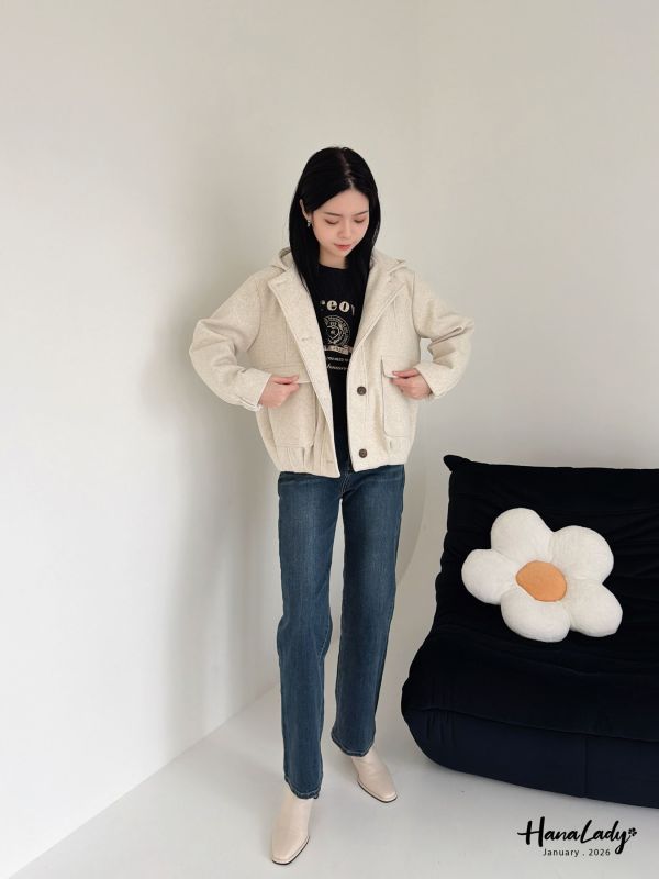 LEA53 大口帶休閒連帽微鋪棉外 