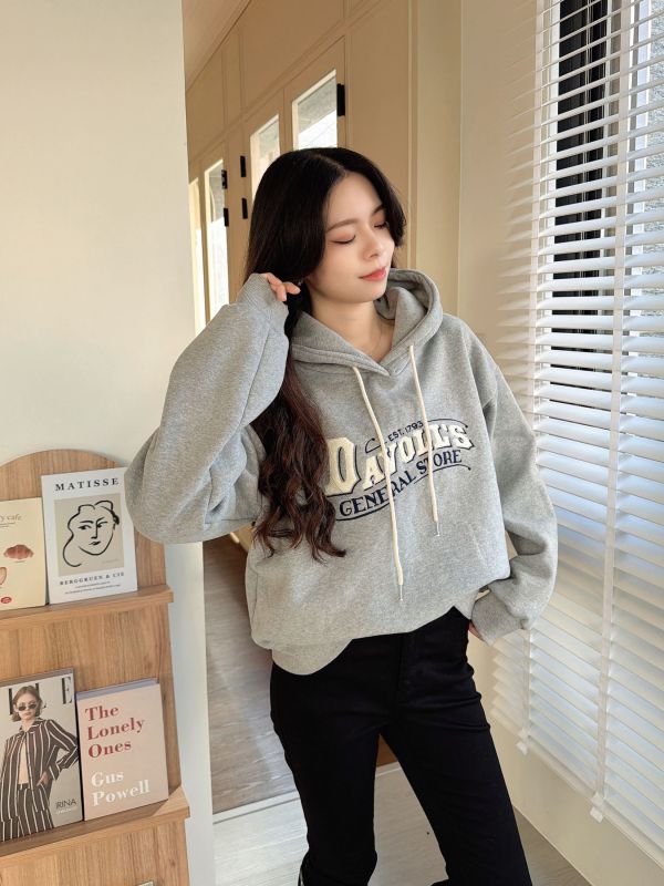 WQA01 羊羔毛字母馬卡龍刷毛帽T 