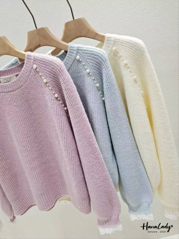 LEA10 銀蔥細閃釘珠蕾絲袖上衣 