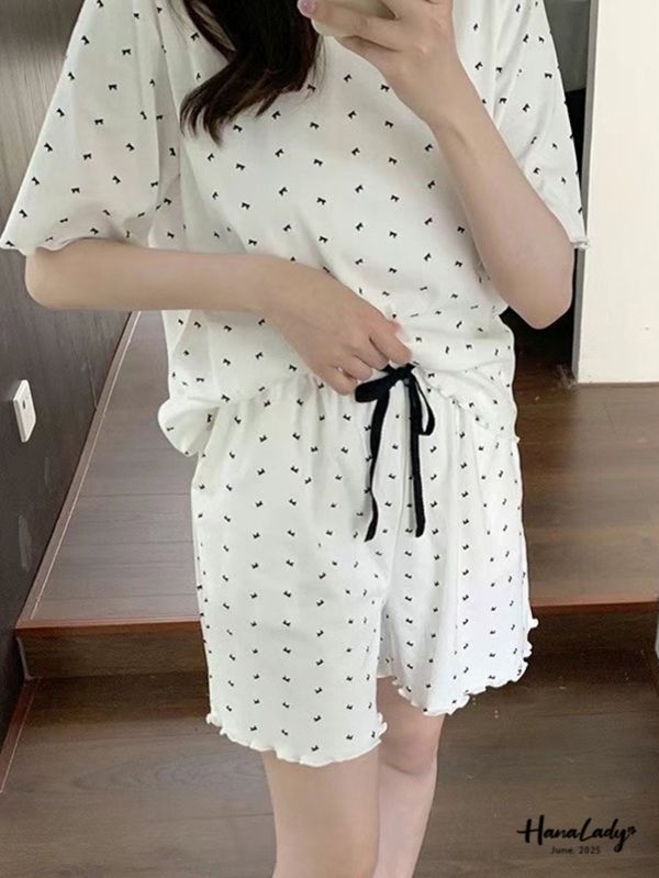WLA49 超可愛蝴蝶結QQ邊睡衣 