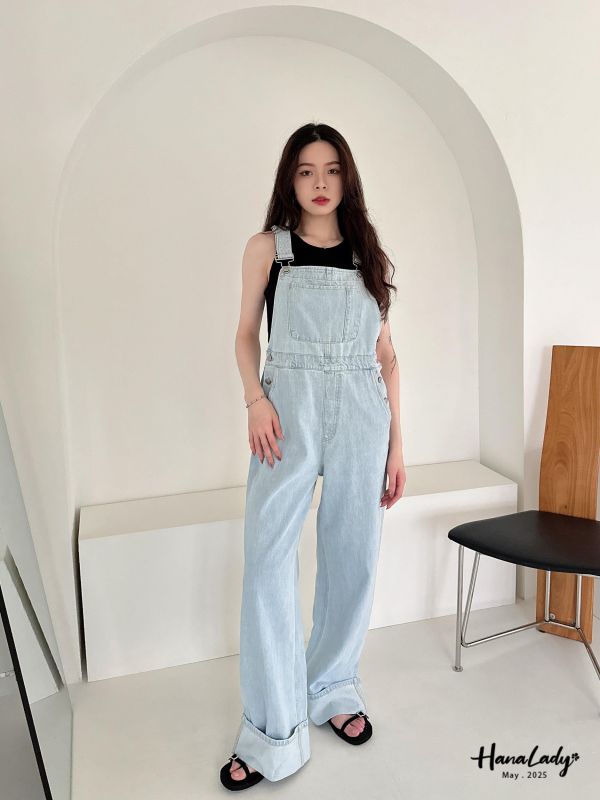 WWA43 高高女孩的丹寧吊帶褲 