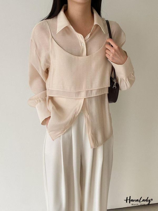 LSA32 兩件式柔美雪紡上衣 