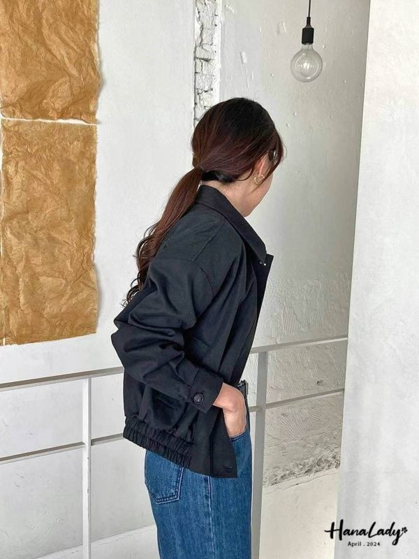 FFA14百搭收腰拉鍊薄外套 