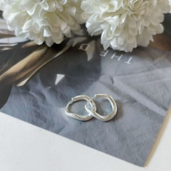 WQB42 純銀不規則閃鑽耳扣飾耳環 