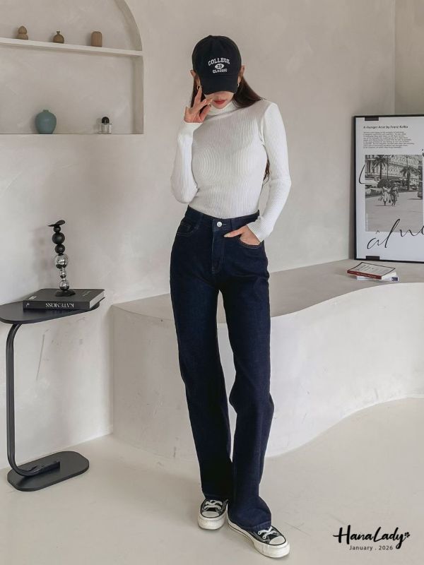 LEB15 最百搭的深藍色直筒丹寧褲 