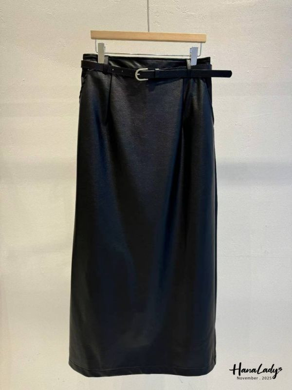 WJA14 超美簡約百搭皮長裙 