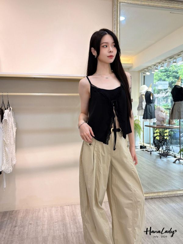 LCA34 涼涼的休閒素面彎刀褲 