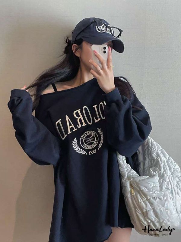 WTA55 美式刺繡圖紋慵懶T 