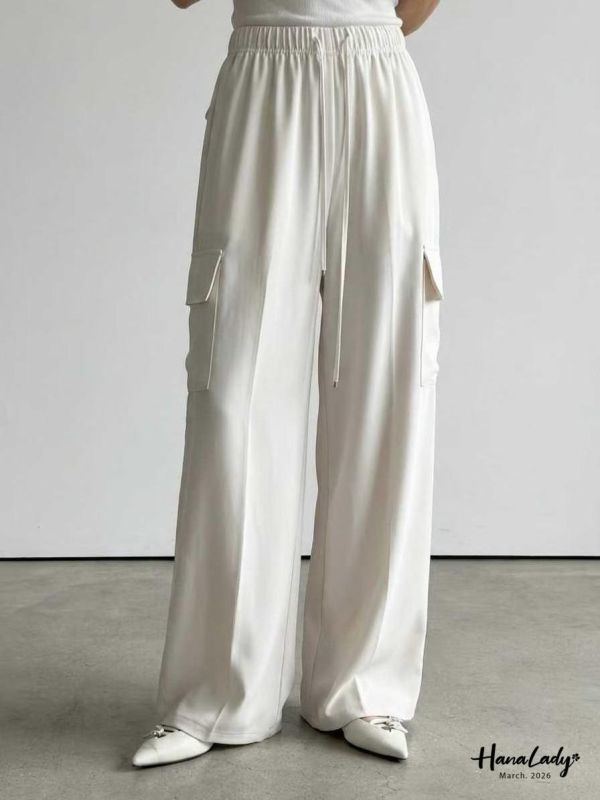 LSA56 雙口袋工裝綁帶休閒褲 