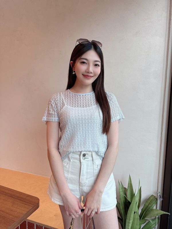 WFB67 兩件式花紋勾針織上衣 