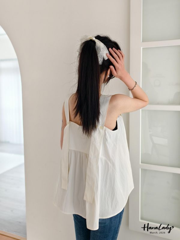 LSA74 珍珠緞帶蕾絲髮圈 