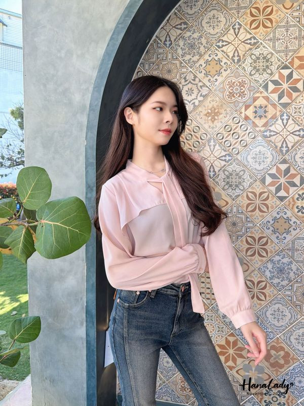 WJA91 浪漫斗篷領雪紡衫 