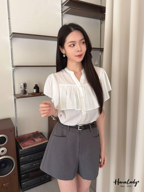 LWA42 小V領斗篷設計感上衣 