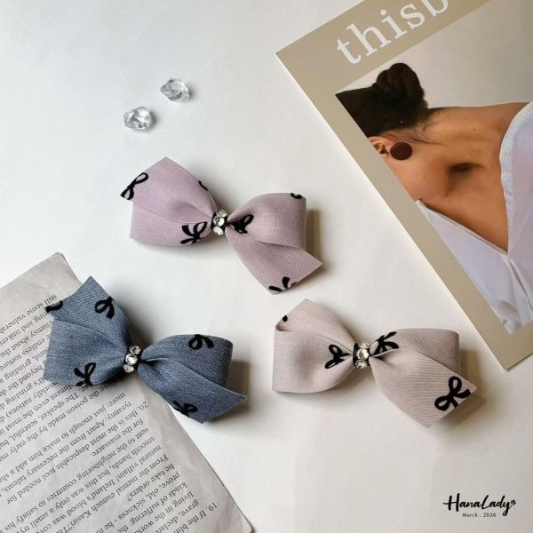 LSA73 水鑽蝴蝶結彈簧夾 