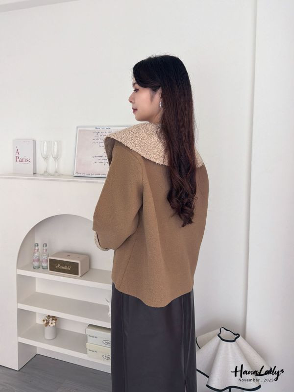 WJA16 韓系親膚絨毛領金釦外 